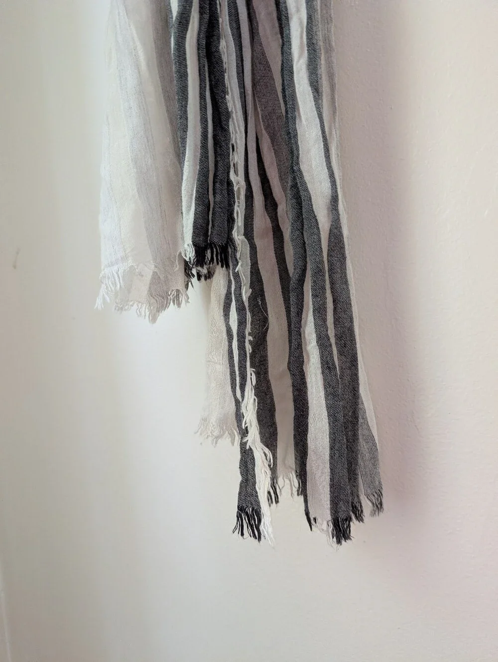 Striped Gray and White Sheer Scarf